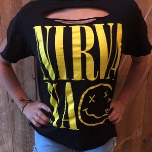 Distressed black Nirvana T-shirt boho